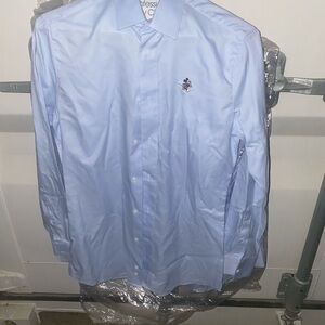 XS Disney Blue Long Sleeve Button Front Dress Shirts